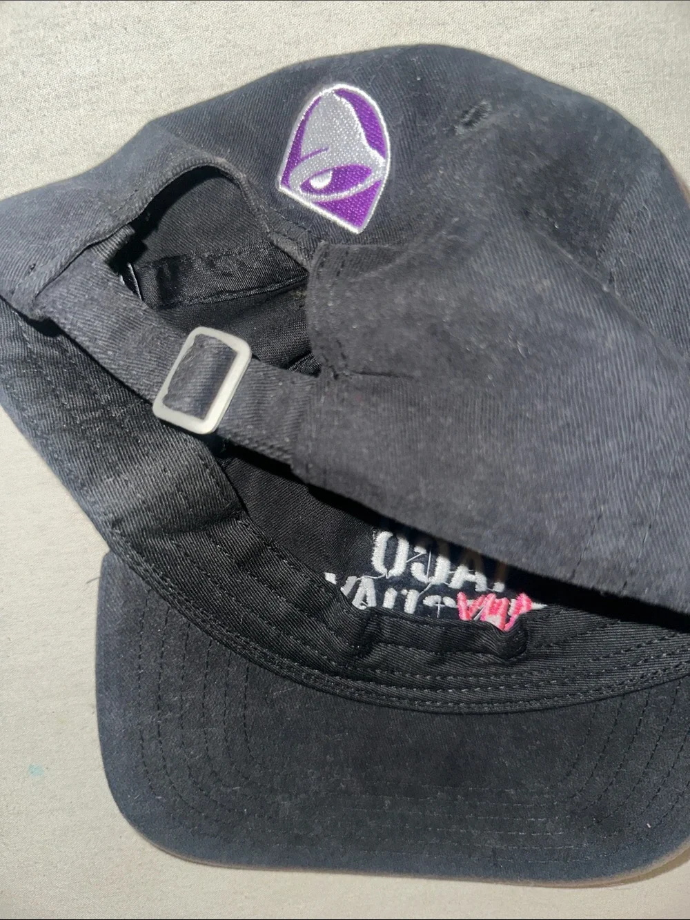 Womens Adjustable Black 'Taco Any Day' Embroidered Baseball Cap
